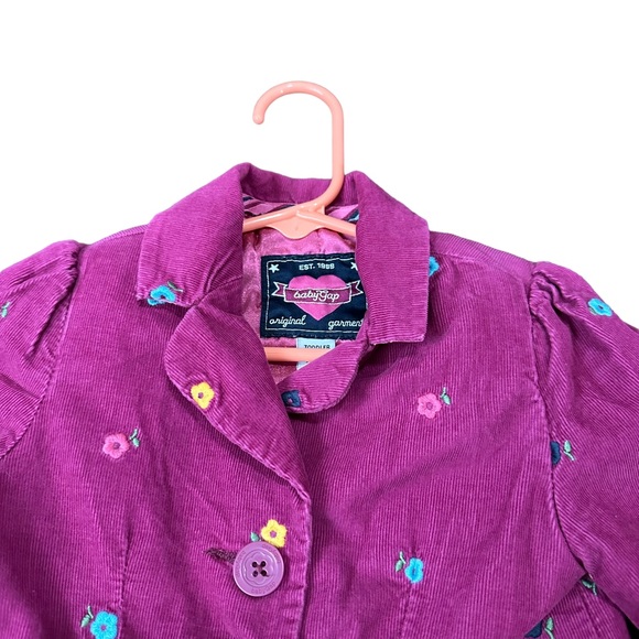 Vintage Baby gap jacket 12-18 months hot pink with floral pattern collared - Picture 4 of 9